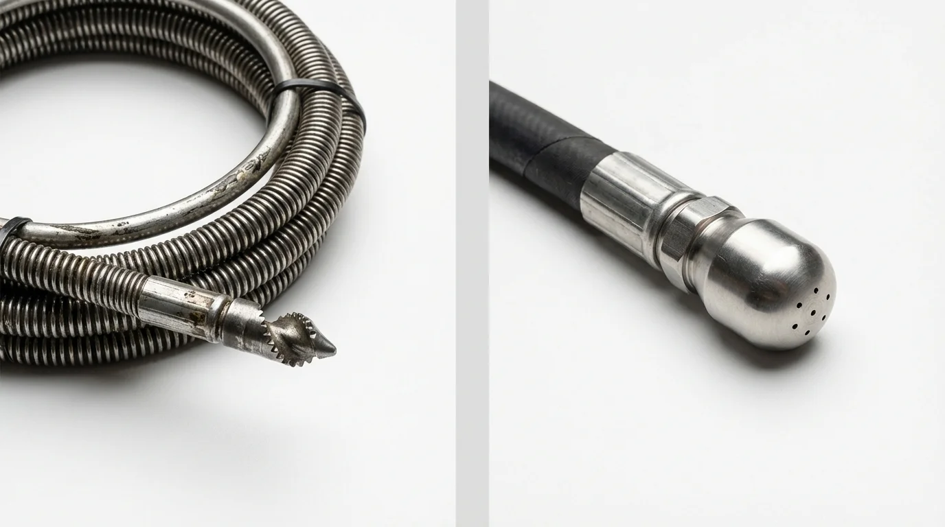 Drain snake cable and hydro jetting nozzle used for drain cleaning in Spring City, UT
