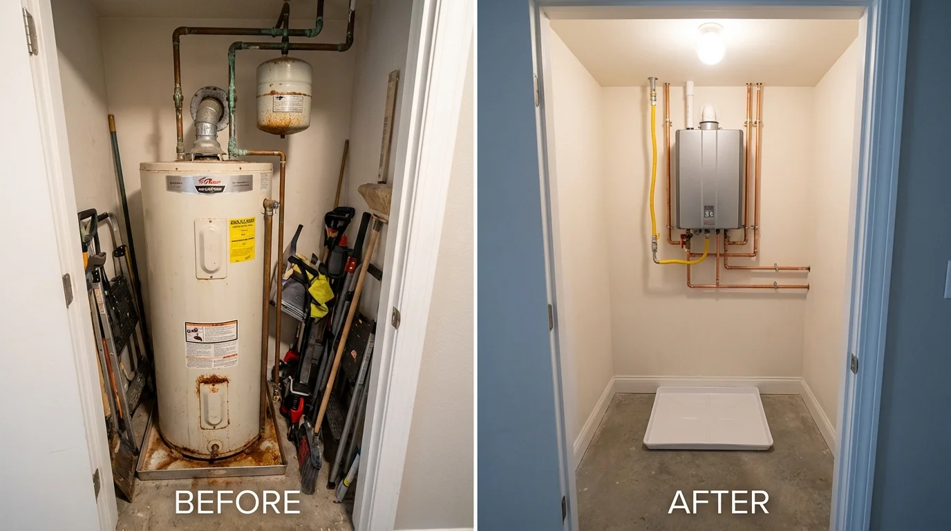 Tank water heater versus wall-mounted tankless unit comparison for Spring City, UT homeowners