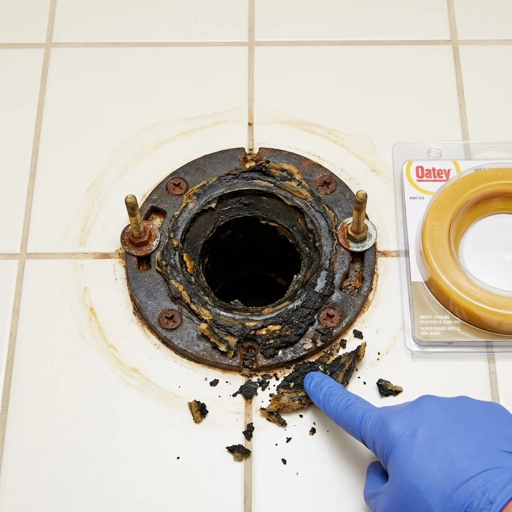 Failed wax ring showing water seepage at the base of a toilet in a Spring City, UT home