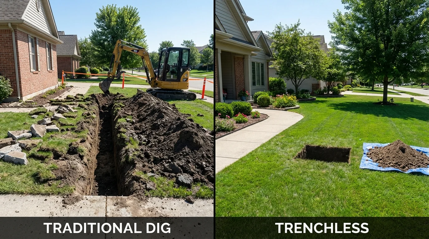Trenchless sewer repair with minimal yard damage versus traditional excavation in Spring City, UT